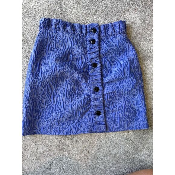 NWOT Ganni Women 3D Jacquard Mini Skirt in Blue Iris Sz4 $375 D6 - Picture 4 of 12